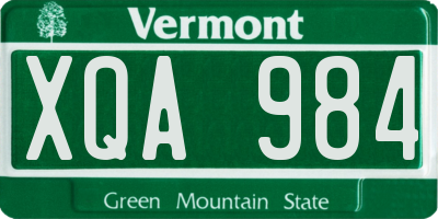 VT license plate XQA984