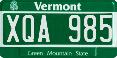 VT license plate XQA985