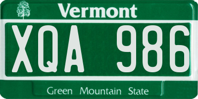 VT license plate XQA986