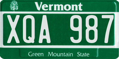 VT license plate XQA987