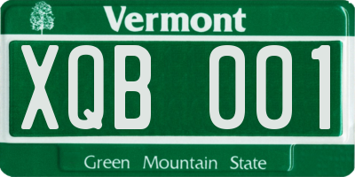 VT license plate XQB001