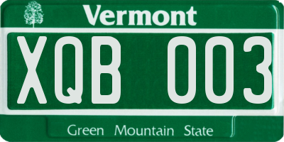 VT license plate XQB003