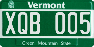 VT license plate XQB005