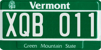 VT license plate XQB011