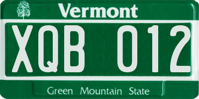 VT license plate XQB012