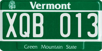 VT license plate XQB013
