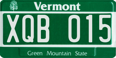 VT license plate XQB015