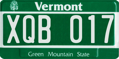 VT license plate XQB017
