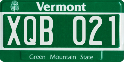 VT license plate XQB021