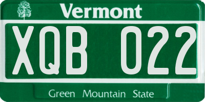 VT license plate XQB022