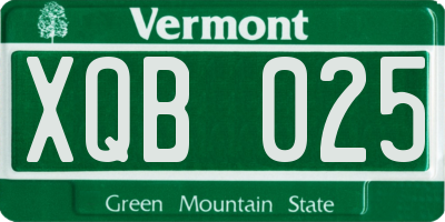 VT license plate XQB025