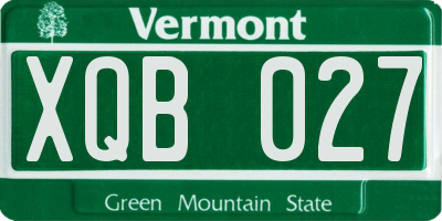 VT license plate XQB027