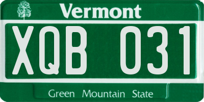 VT license plate XQB031