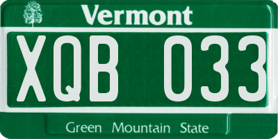 VT license plate XQB033