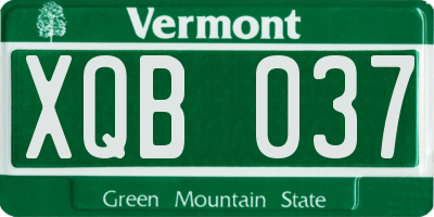 VT license plate XQB037