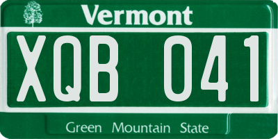 VT license plate XQB041