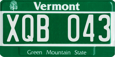 VT license plate XQB043