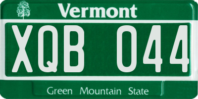 VT license plate XQB044