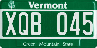 VT license plate XQB045