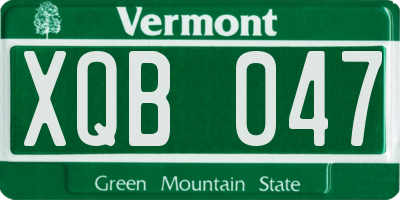 VT license plate XQB047