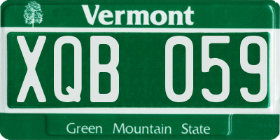VT license plate XQB059