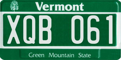 VT license plate XQB061