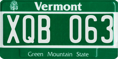 VT license plate XQB063