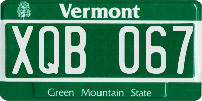VT license plate XQB067