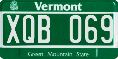 VT license plate XQB069