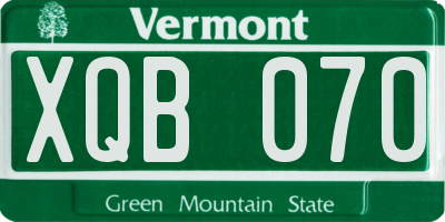 VT license plate XQB070