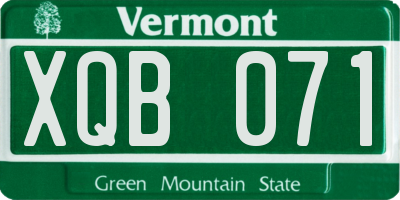 VT license plate XQB071