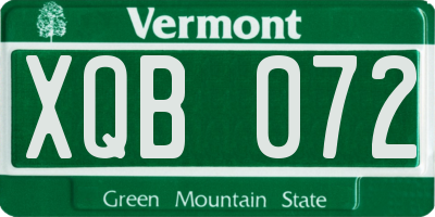 VT license plate XQB072
