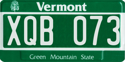 VT license plate XQB073