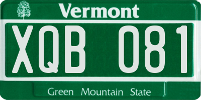 VT license plate XQB081