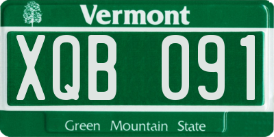 VT license plate XQB091