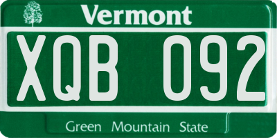 VT license plate XQB092