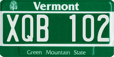 VT license plate XQB102