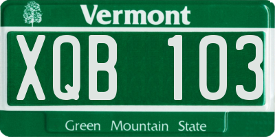 VT license plate XQB103