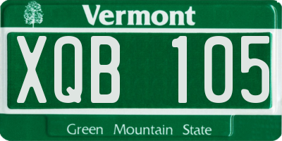VT license plate XQB105