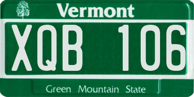 VT license plate XQB106