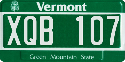 VT license plate XQB107