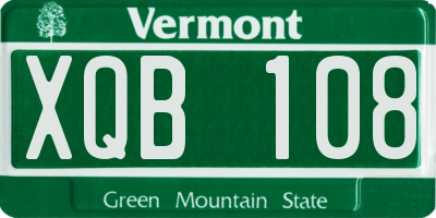 VT license plate XQB108