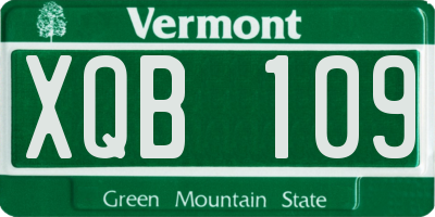 VT license plate XQB109