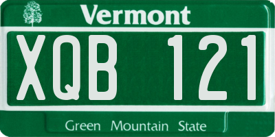 VT license plate XQB121
