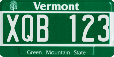 VT license plate XQB123