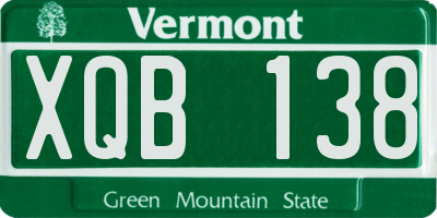 VT license plate XQB138