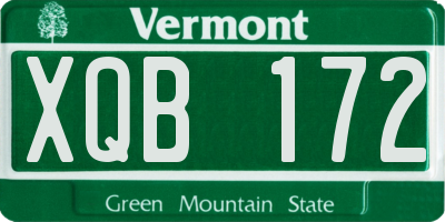 VT license plate XQB172