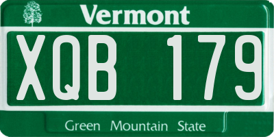 VT license plate XQB179