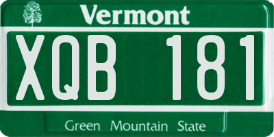 VT license plate XQB181