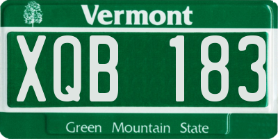 VT license plate XQB183